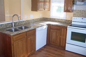 Santa Cecelia Counter with Stone Backsplash